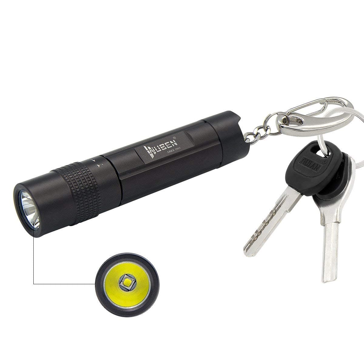 WUBEN E349 Keychain Flashlight, Small Rechargeable LED Flashlight with Lithium Ion Battery 14500 Waterproof Pocket Torch for Outdoor Christmas Gift