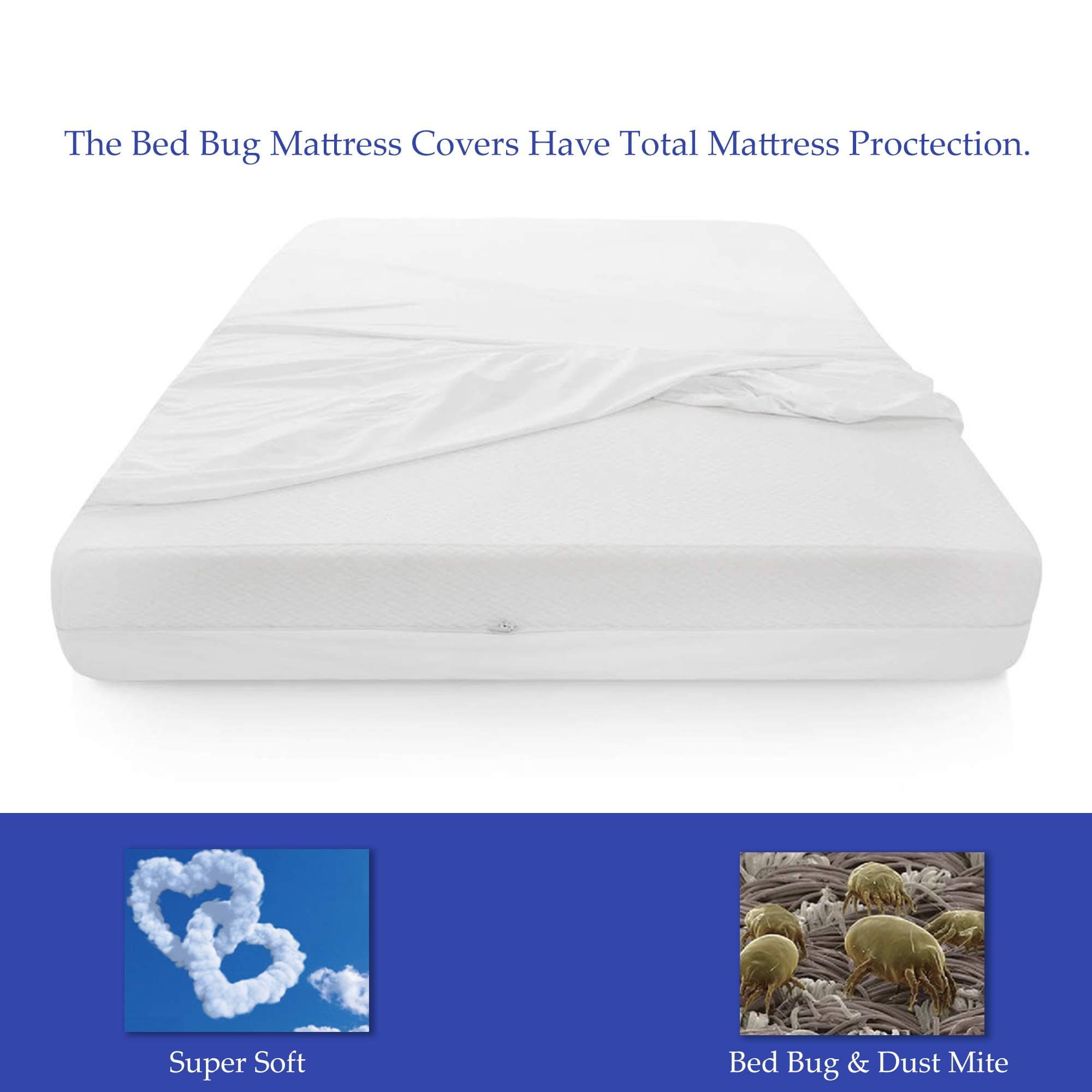 Spinal Solution Ultra Soft Zippered Mattress Protector with Breathable and Noiseless Feature, Bed Bug and WaterProof, Premium Quality Fabric, Fits Mattress 6 to 9-Inch, Queen, White