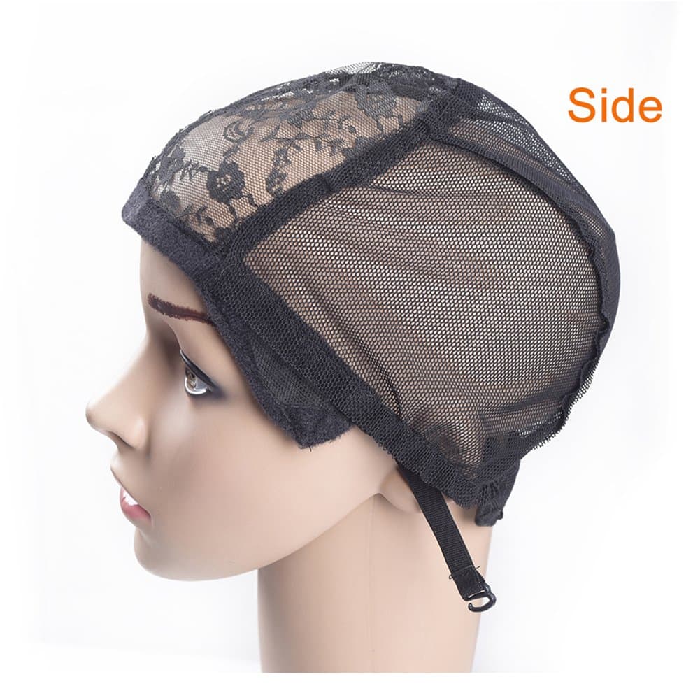 2 pcs Wig Caps with Adjustable Strap for Making Wigs Black Lace Net for Wigs Average Size make Your Own Wig (Lace Wig Caps)