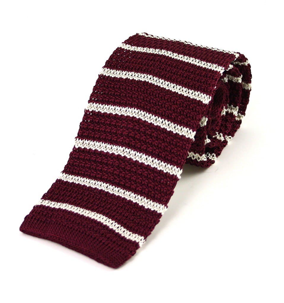 Elegant Extras Medium Striped Silk Knitted Tie - 4 Colours