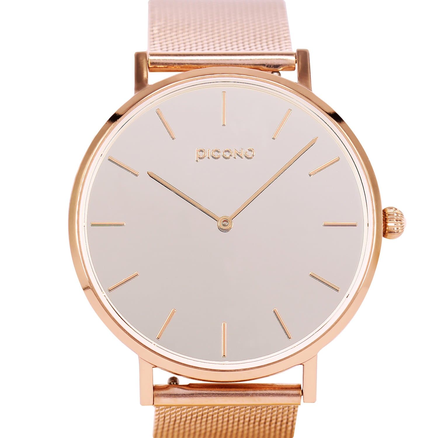 PICONO Mirror TSeries - Multi Dial Water Resistant Analog Quartz Quickly Release Stainless Steel Strap Watch - No.FX-7103 Rosegold