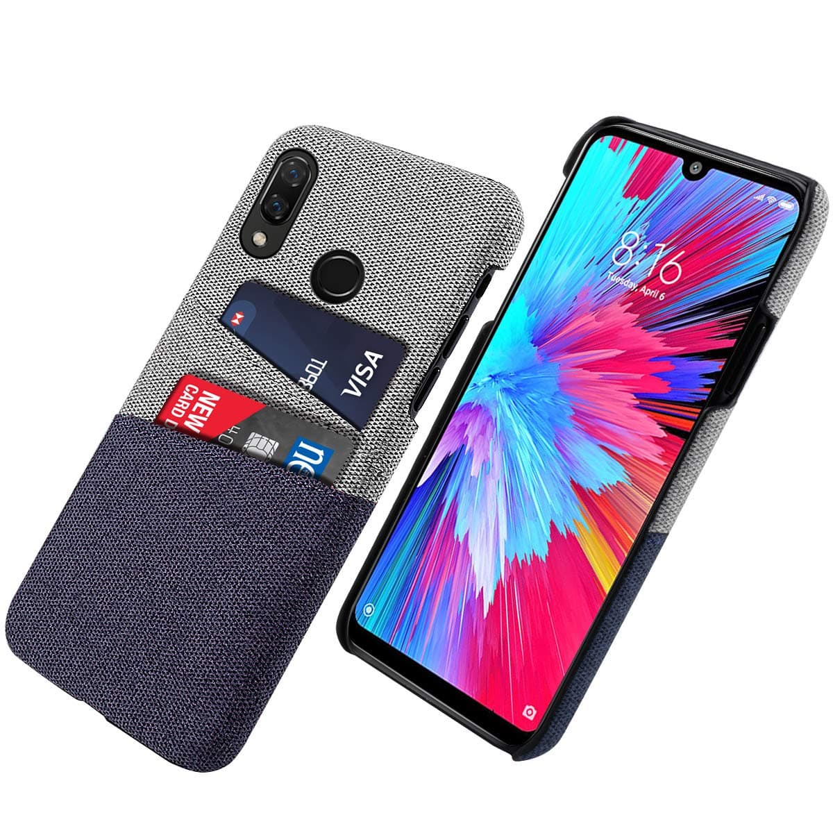 Compatible with Huawei Nova 3i Case, PU Leather Hard PC Backcover with Wallet Card Slot Holder Slim Full Protective Shockproof Anti Scratch Case Shell Blue