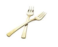 Tiny TemptationsPack of 48 Elegant Gold Mini Plastic Forks/Multi-use Plastic Dessert Forks - Gold - 10cm (4 inch)