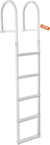 VEVOR Removable Dock Ladder 5 Steps, 500Lbs Load Capacity Pontoon Boat Ladder, Aluminum Swim Ladder with Nonslip Design for Lake, Marine Boarding, Pool