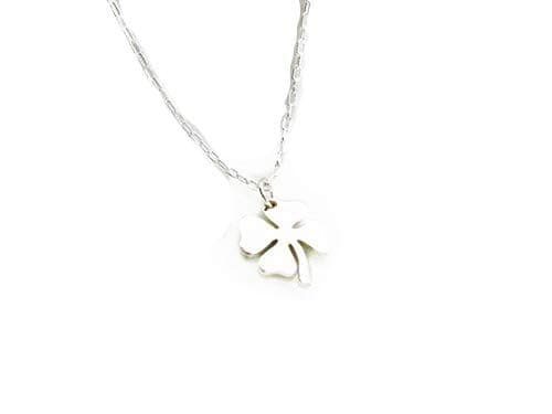 Liquidation Tiny Four Leaf Clover Necklace in Sterling Silver