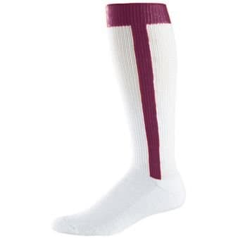 Intermediate Baseball Stirrup Socks - White and Maroon