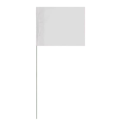 Marking/Survey Flags, 4" x 5" w/21" Wire, Several Colors, White - 100 Pack