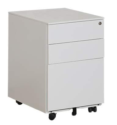 3-Drawer Mobile File Cabinet with 5 Wheels, Lockable Storage for A4 Metal Filing Cabinets with Keys, MP01 White
