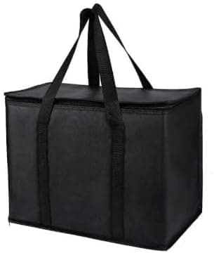 musbus Large collapsible cooler bag with cooling function, Black, X-Large（16W x 12.5H x 9D）, Insulated Grocery Bag