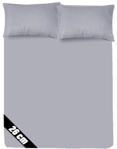 Sunshine Comforts Microfiber Fitted Sheets Super King Size Breathable, Anti Wrinkle 26cm Deep Pocket Bed Sheets Silver Bedding & Linen 183 X 200 CM Super King Fitted Sheet