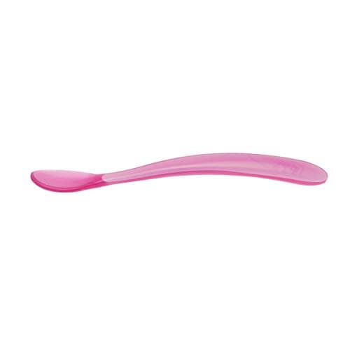 Chicco Baby Self Feeding Spoon with Soft Tip, Suitable For Training Toddlers, Soft & Flexible Silicone, Pink, 6m+ (Pack of 2)