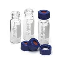 MS analyzed Vial kit. Includes 2 mL Clear Screw top vials with Write-on Spots, Blue caps, PTFE/Silicone Septa. 100 of Each