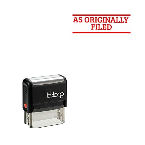 AS Originally Filed' Self-Inking Office Stamp, Rectangular Sport Lettering