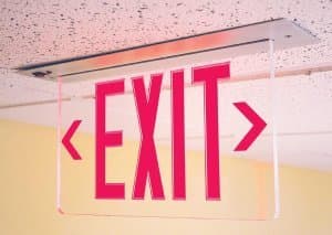RECESSED Ceiling Mount Edge Lit Exit Sign Red LED with Battery Backup - Single Face - Adjustable Arrows