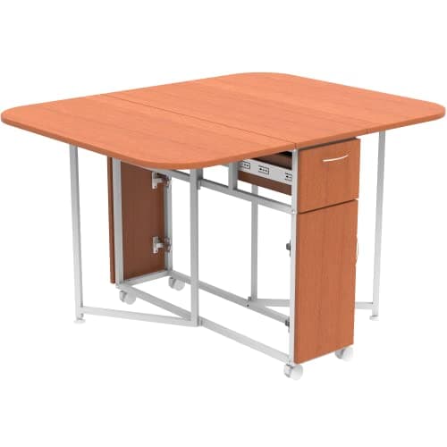 InnoFur Forito Folding 4,2 Seater Dinning Multipurpose Table| Dining Room Set Wooden with Steel Frame for Home and Kitchen (Regular (4 Seater), Cherry)