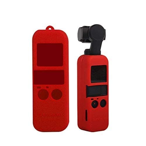 Action Pro Silicone Protective Case + Lanyard Compatible with DJI OSMO Pocket Camera and Gimbal (Red)