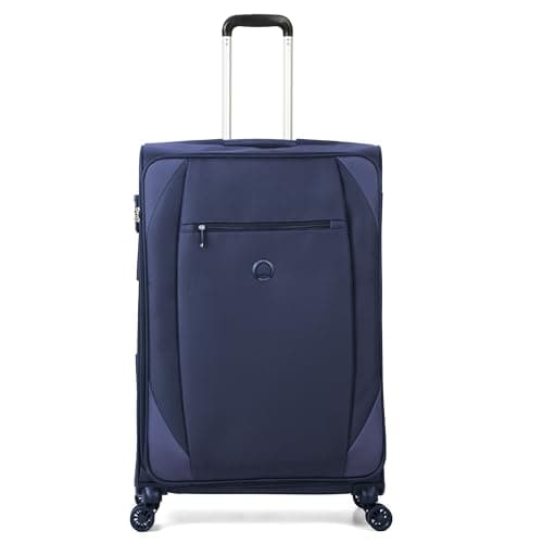 DELSEY PARIS Rami 78 cms Large Check-in Polyester Soft-Sided 8 Wheels Spinner Luggage/Suitcase/Trolley Bag for Travel (Blue)