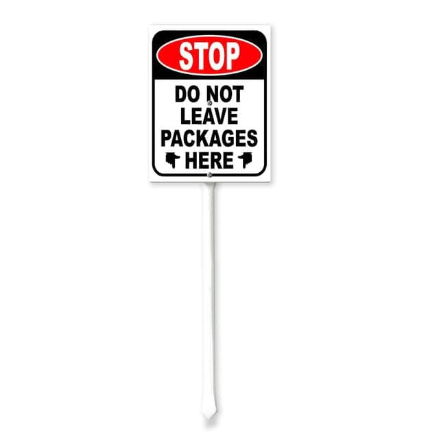 KPSheng Stop Do Not Leave Packages Here Yard Sign Rustproof Metal Sign & Stake Kit Decorations Outdoor Lawn Decor Yard Decorations 4.6x6inch