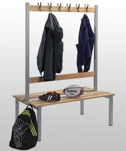 AMP Wire 1000mm Long Double Sided Changing Room Bench with Coat Hooks