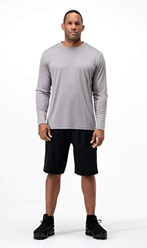 DEVOPS 2 Pack Men's Sun Protection Quick Dry Long Sleeve Rash Guard Fishing Running Garden Cycling Garage Homewear Shirt