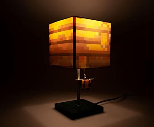 Minecraft Yellow Honeycomb Block Desk Lamp with 3D Bee Puller | Nightstand Table Lamp with LED Mood Light - Essential for Bedroom, Desk, Living Room Playroom | Video Game Gift