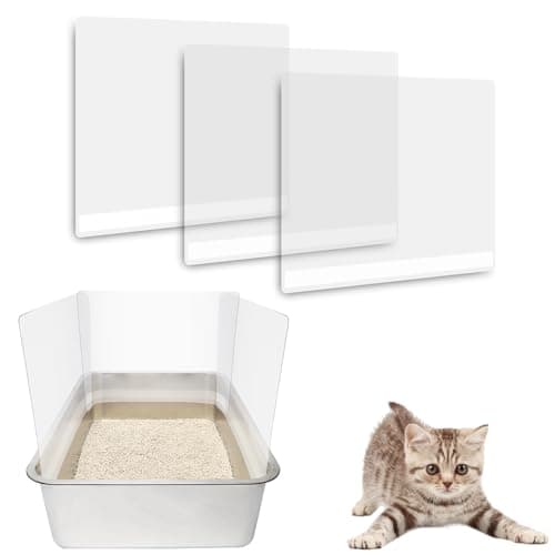 3 x Cat Litter Box Protector, Clear Easy Clean Splash Guard for Open Litter Box, 36 x 29 cm, Cat Litter Box Not Included (3 Pack)