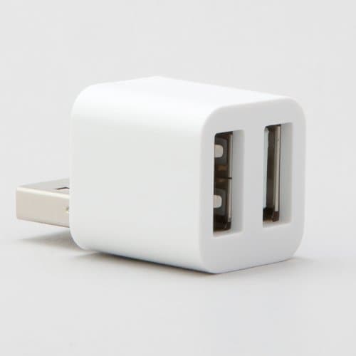 Mini 2-Port USB 2.0 Hub Splitter (White)