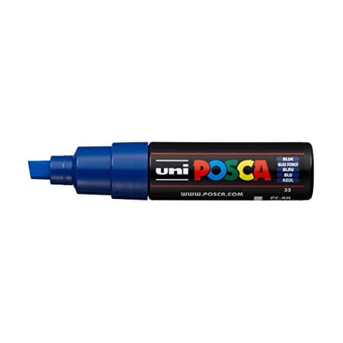 uni-ball Posca PC-8K 8.0 mm Bold Point Chisel Shaped Marker Pen, Blue Ink, Pack of 1