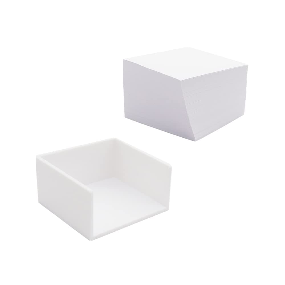 Non Sticky Notes, 500pcs White Memo Pad in Cube, 3x3 Inch Note Holder and Blank Note Paper for Home School Office