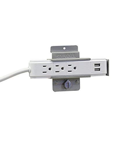 Power Strip Outlet and USB Slatwall Bracket Set