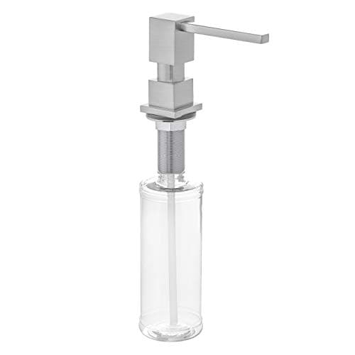 Built in Square Solid Brass Pump Deck Mount Modern Hand/Dish Soap Dispenser – All Metal Construction - 13 OZ Capacity…