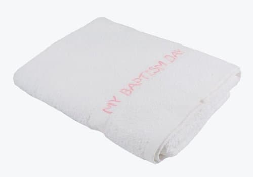 Embroidered Baptism Day Towel (Pink)