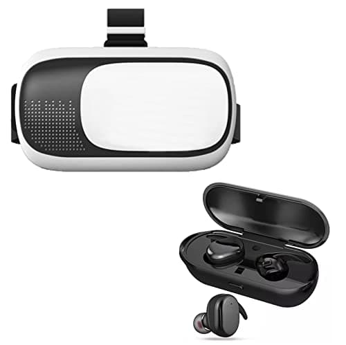 Texton 3D Headset Virtual Reality Glasses - 3D Headsets for Video Movies & Games, Truly Wireless Bluetooth Headset with Charging Case (1 Year Warranty)