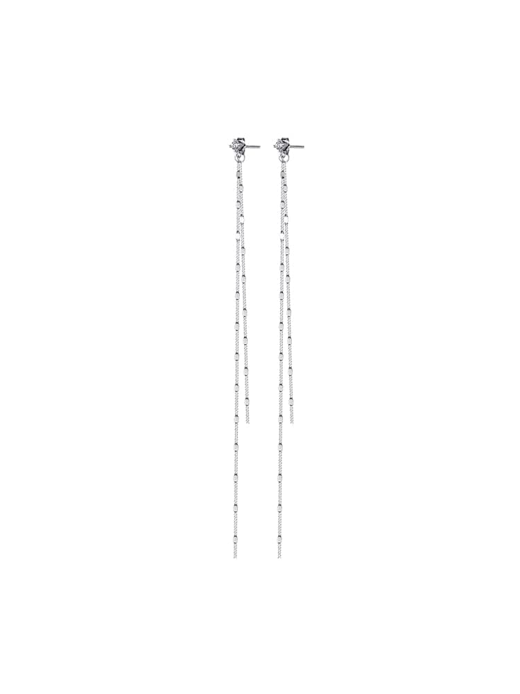 Long Dangle Drop Chain Earrings Tassel Threader Line Real 925 Sterling Silver CZ Stud Earrings for Women Girls Dainty Unique Lightweight Piercing Hypoallergenic for Sensitive Ears Sparkly Party