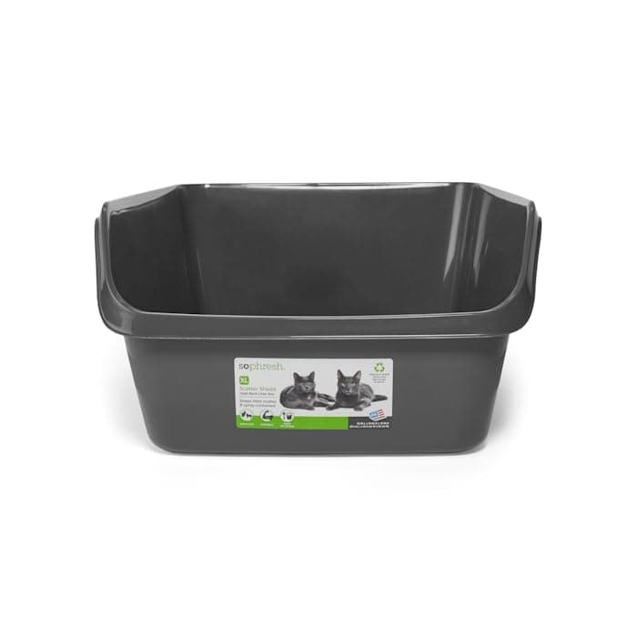 So Phresh Scatter Shield High-Back Litter Box Charcoal X-Large 24" L X 18" W X 10" H