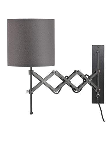 Modernluci Plug in Wall Sconce, Swing Arm Wall Mount LED Lamp for Modern, Industrial, Rustic Indoor Decor, Matte Black Finish with Linen Lampshade(Bulb Included)