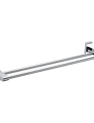 24 Inch Chrome Finish Solid Brass Double Towel Rack
