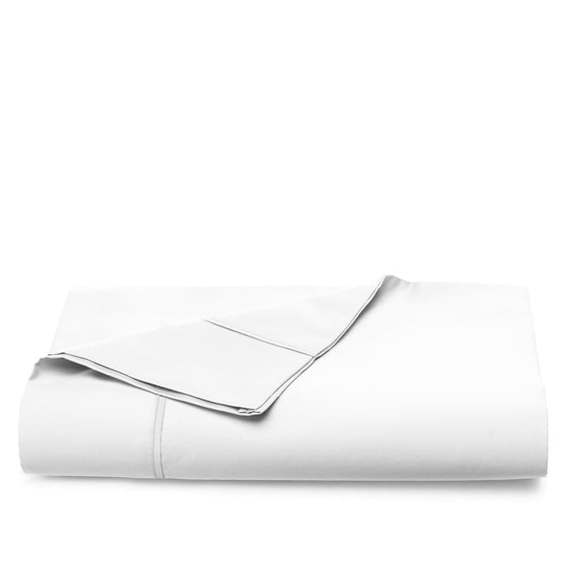 Pure 100% Cotton Flat Sheets Only Queen White (1 PC), Luxurious 400 Thread Count Long Staple Cotton Sateen Flat Bed Sheet with 4" Hem (Combed Queen Flat Sheet Only Cotton)