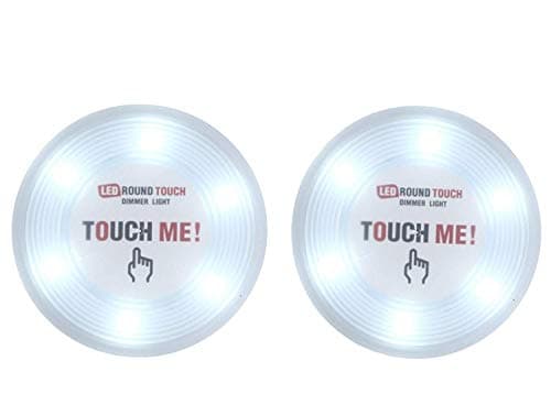 LEDINUS NO NO Large Size 6 Super White Dimmable Touch Battery Operated Stick-on Led Tap Lamp Night Light Perfect for Closets,Cabinet,Basement,Kitchen,Storage,Bedroom and Dark Space,2 Pack