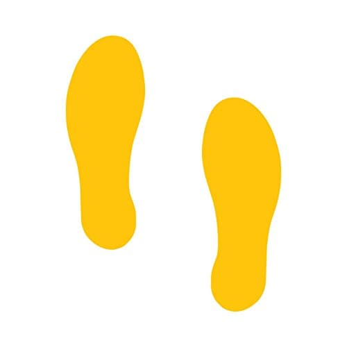 Superior Mark AMZ-FT1-Y Footprints, 3.5" Width x 10" Length, Yellow, One Pair (Pack of 2)