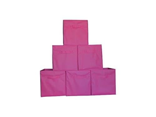 Pink Soft Sided Storage Boxes – 6 Pack Made of Durable Fabric to Last a Lifetime Great for Home Office or Apartment. These work well in Kitchens, Living Rooms, Laundry and Dorm Rooms