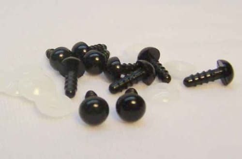 Sassy Bears 4.5mm Solid Black Safety Eyes for Bear, Doll, Puppet, Plush Animal and Craft - 10 Pairs