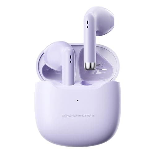 True Wireless Earbuds Purple Bluetooth 5.3 with Microphone for Working Out Noise Canceling Blue Tooth Ear Buds Deep Bass TWS Wireless Earphones with Charging Case in Ear Headphone for iPhone Android