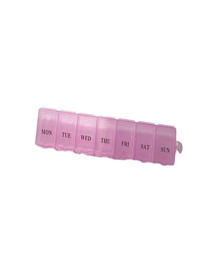 Portable Plastic Weekly Pill Box, 7 Compartments, Pink