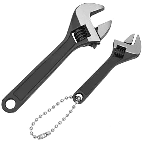 DOITOOL Mini Adjustable Wrench 4 Inch and 2.5 inch, Adjustable Hand wrenches Black Spanner Wrench with Chain Hand Knurl Tool for Repair Maintenance Automotive Car, (1 Black + 1 Silver) Random Color