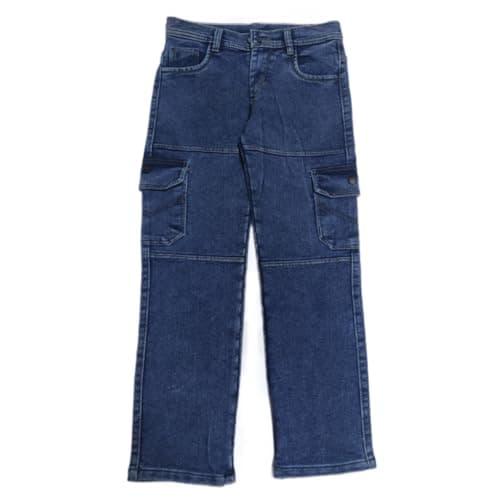 Sky Heights Boys Solid Cargo Denim Jeans