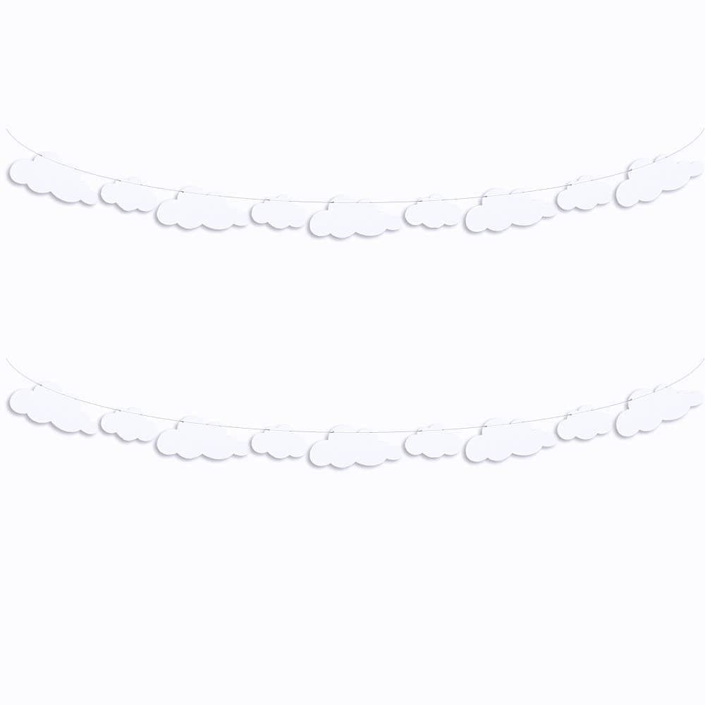2 Pack Cloud Garland White Cloud Felt Banner Wall Decor Baby Shower Sky Theme Party Decorations
