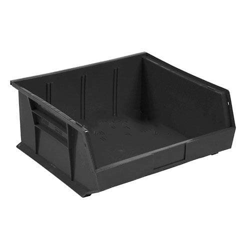 Global Industrial Plastic Stacking Bin 11 x 10-7/8 x 5, Black - Lot of 6