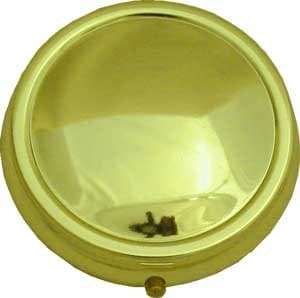 Gold Tone Round Pill Box - Plain Domed Top