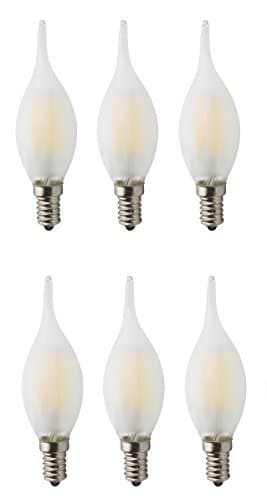 JCKing 6-Pack Dimmable AC 110-130V E14 LED Filament Vintage Light Bulb, 4W LED Frosted Candle Bulbs, 40W Incandescent Bulbs Replacement, SES Candle Light Bulb for Chandelier, Warm White